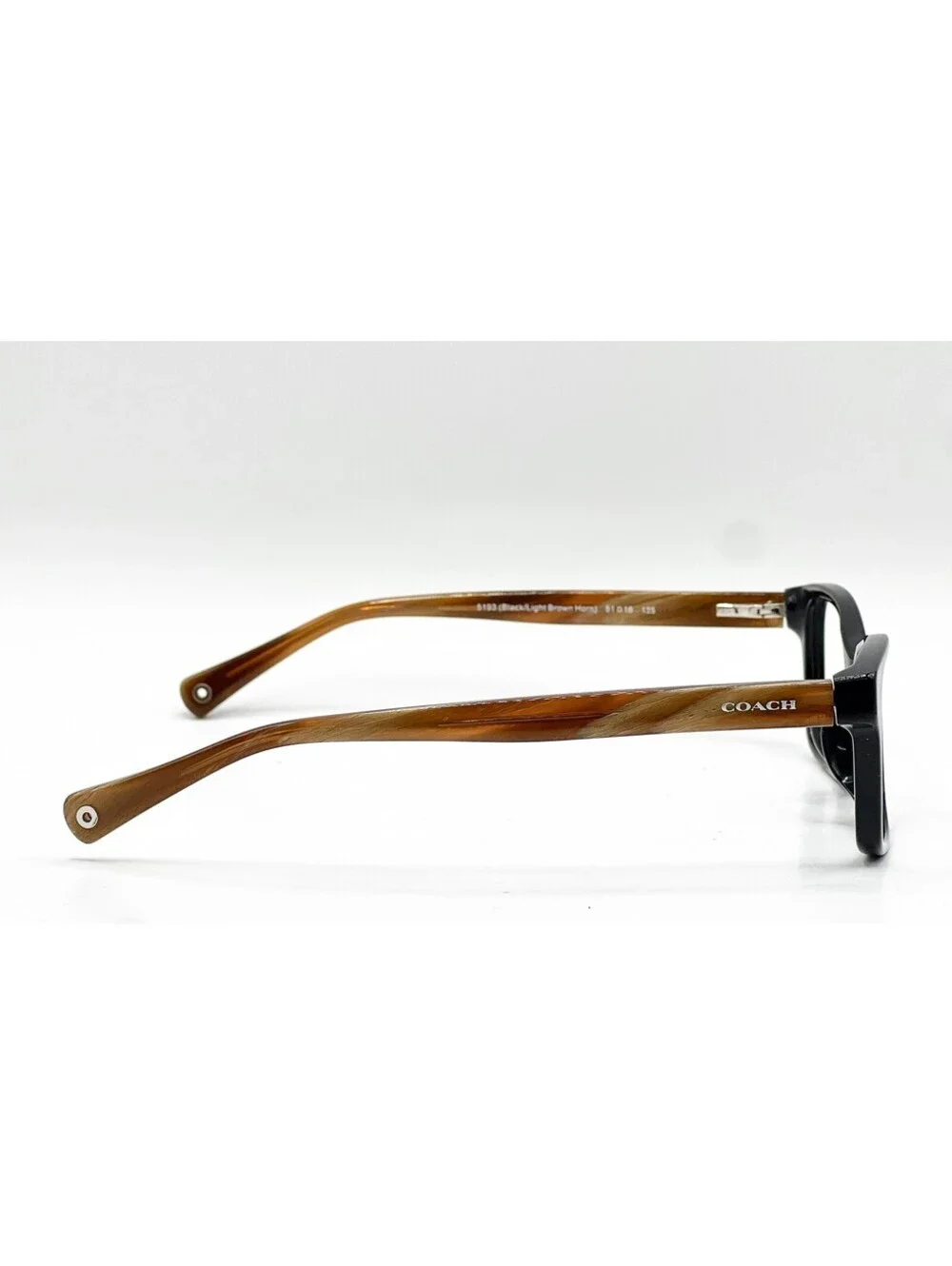Coach HC 6047F 5193 Black/Light Brown Horn Authentic Eyeglass Frames 51-16